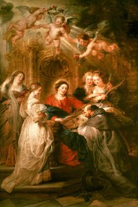 St. Ildefonso Altarpiece, Central Panel Depicting the Virgin Mary Presenting a Liturgical Robe to St. Ildefonso, c.1630-32 by Peter Paul Rubens